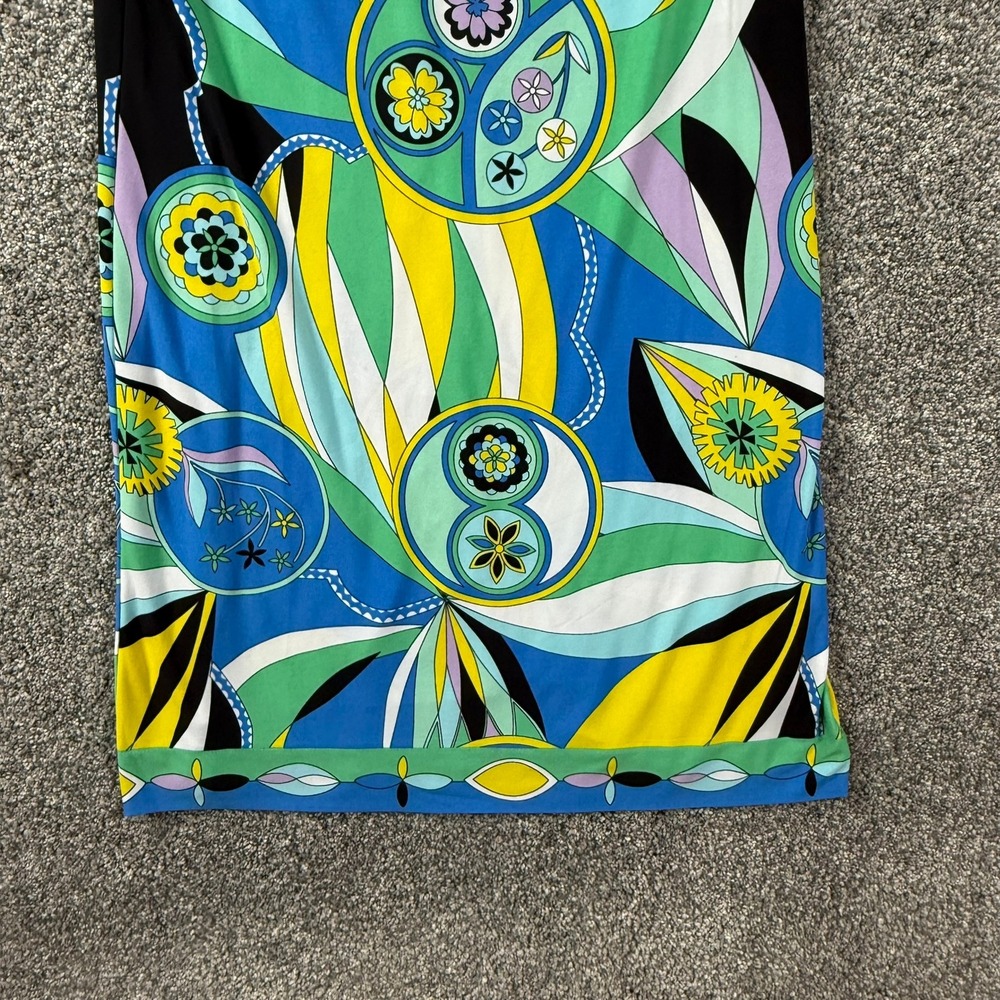 Donna Morgan Womens Blue Yellow Psychedelic Print Jersey Shift Dress Size 10 - Picture 10 of 14